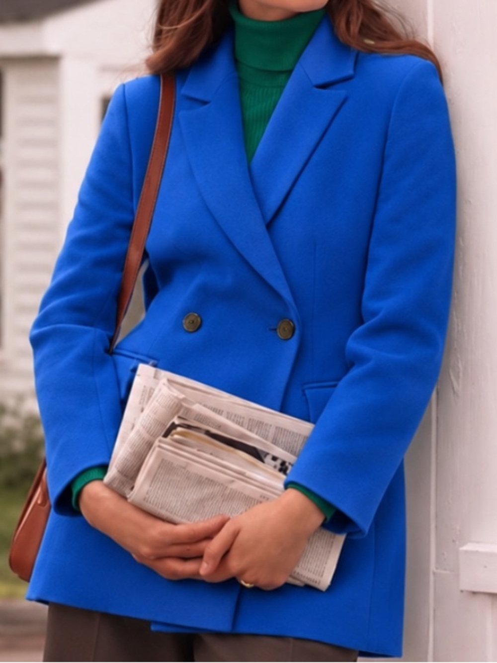 NWT J Crew Blazer Coat Evening Boucle Double Breasted in Blue